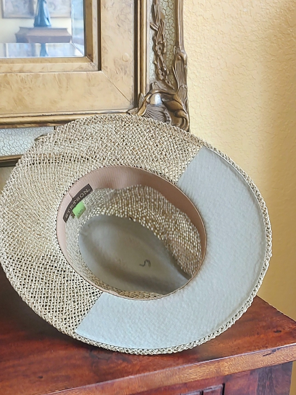 Stetson Straw Fedora Hat with Brown Band - Picture 14 of 14